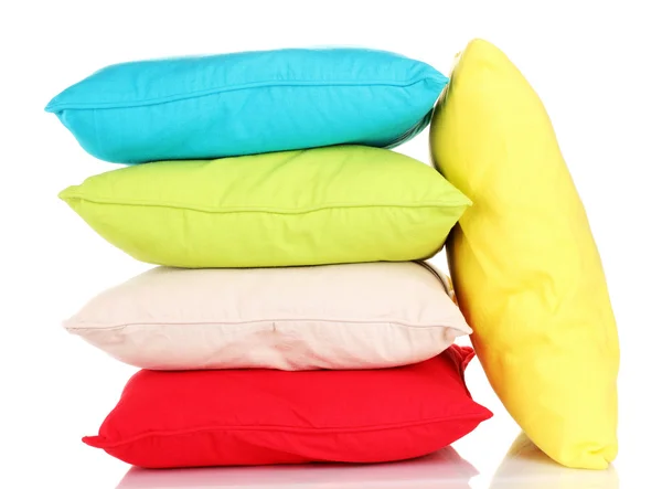 Travesseiros de cor brilhante isolados em branco — Fotografia de Stock