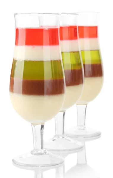 Geleia de frutas em copos isolados em branco — Fotografia de Stock