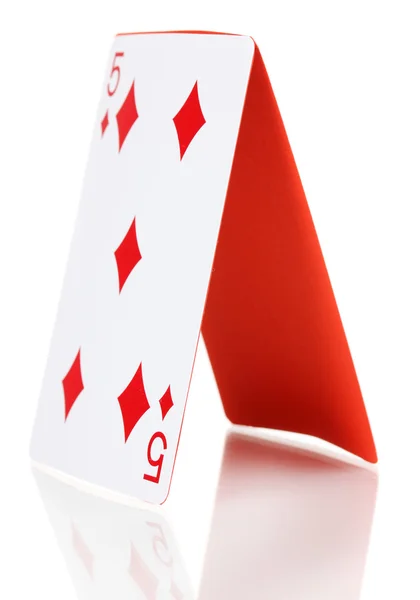 Card house isolated on white — Stock Photo, Image