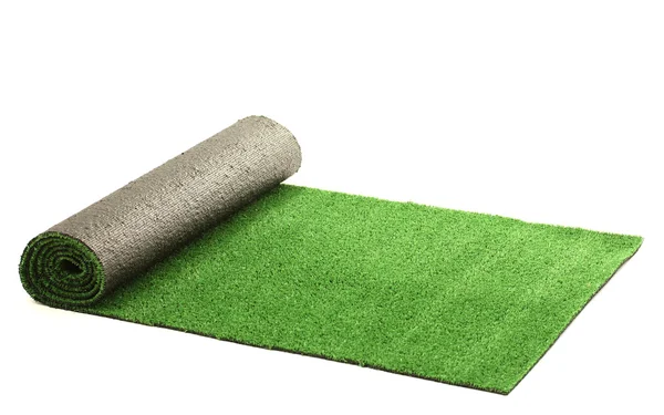 Artificial rolled green grass, isolated on white — Stock Photo, Image