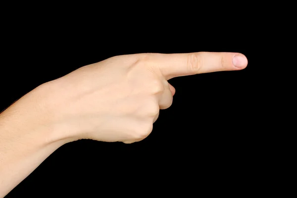 Hand making sign isolated on black — Stock Photo, Image