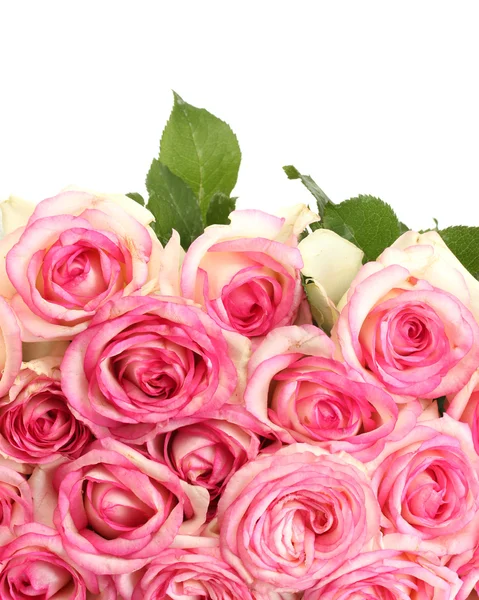 Όμορφο μπουκέτο από ροζ τριαντάφυλλα που απομονώνονται σε λευκό — Φωτογραφία Αρχείου