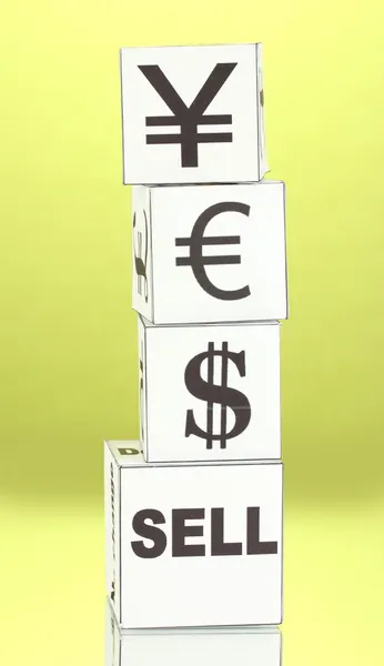 Devisen. Währung in den weißen Würfeln auf grünem Hintergrund — Stockfoto