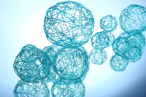 Beautiful decorative balls, on blue background — Stock Photo, Image