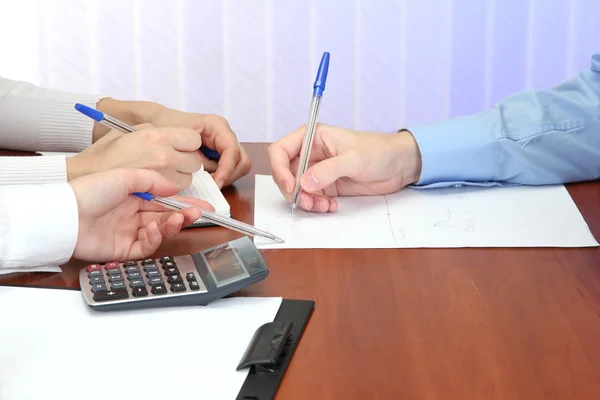 Close up of business hands during teamwork — Stock Photo, Image