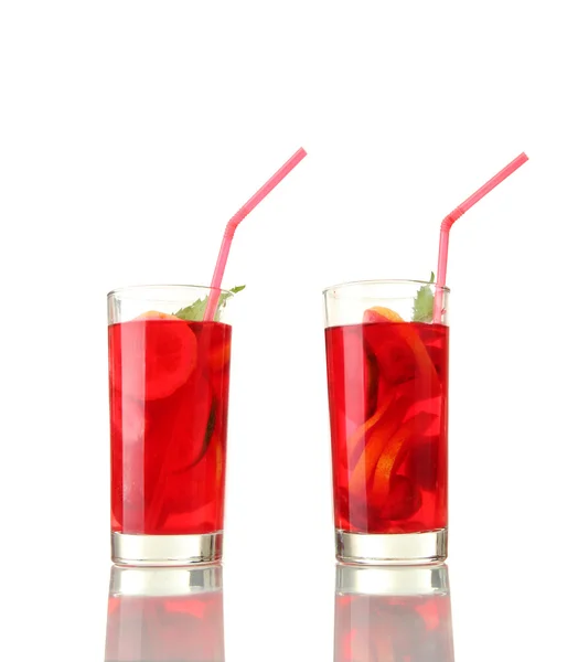 Sangria in glasses, isolated on white — Stock Photo, Image