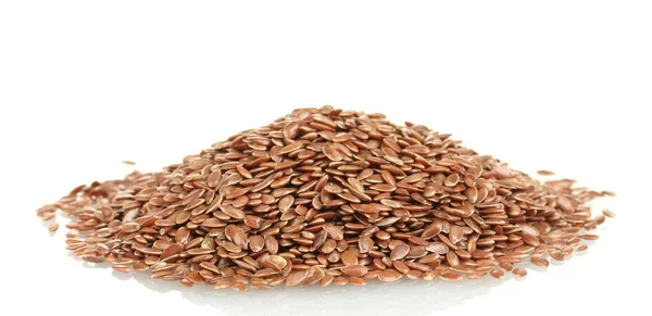 Heap of flax seeds isolated on white background — Stock Photo, Image