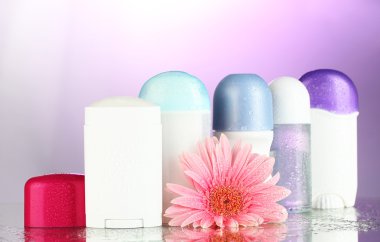 deodorant botttles mor zemin çiçek