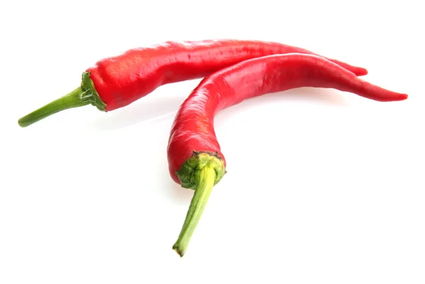 Red hot chili peppers geïsoleerd op wit — Stockfoto