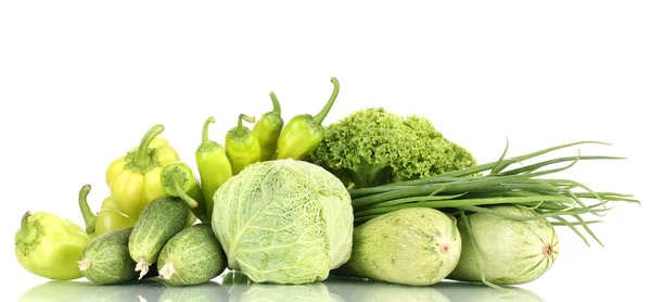 Fresh green vegetables isolated on white — Stock Photo, Image