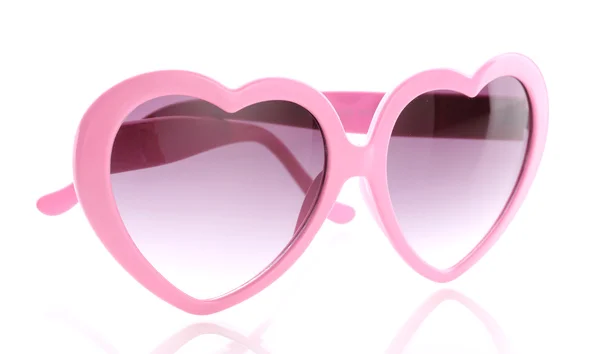 Gafas de sol rosadas en forma de corazón aisladas en blanco — Foto de Stock