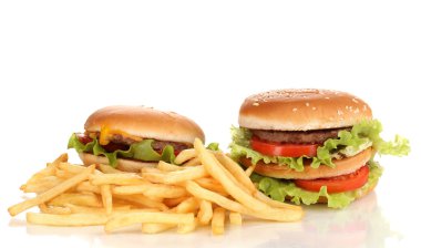 Fast food üzerinde beyaz izole