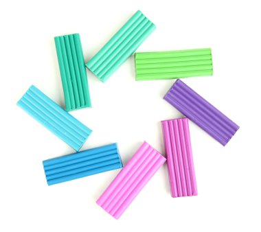 Çocuk parlak hamuru üzerine beyaz izole