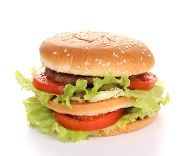 Große und leckere Hamburger isoliert auf weiß — Stockfoto