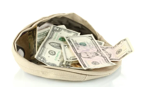 Beyaz bir arka plan üzerinde para ile kap — Stok fotoğraf