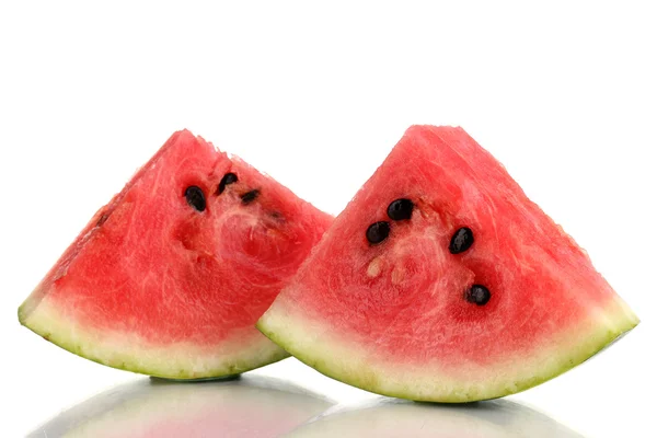 Süße Wassermelonenscheiben isoliert auf weiß — Stockfoto