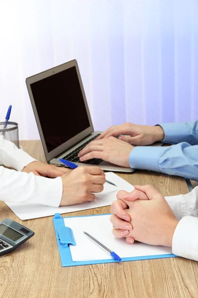 Close up of business hands during teamwork — Stock Photo, Image