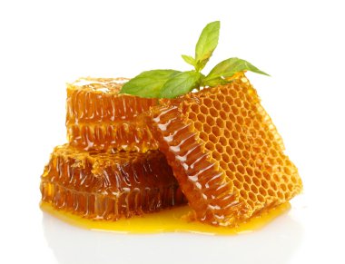 tatlı peteğin ile nane, üzerinde beyaz izole