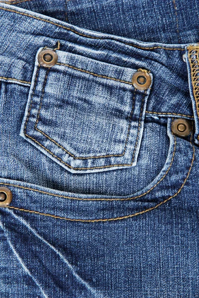 Niebieskie dżinsy z kieszeni zbliżenie — Zdjęcie stockowe
