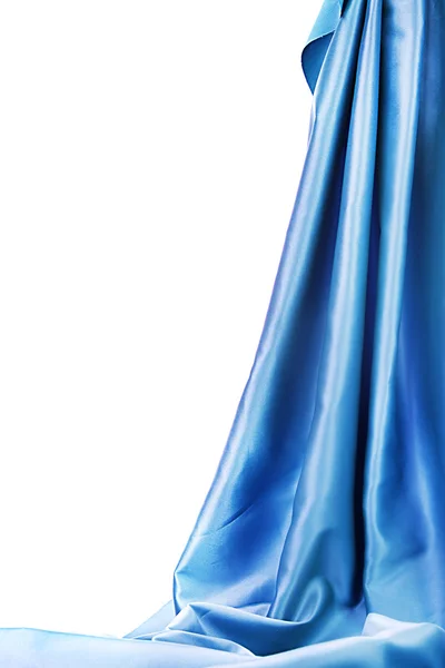 Drapeado de seda azul aislado en blanco — Foto de Stock