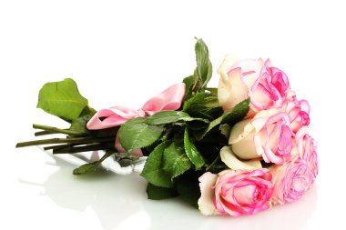 Beyaz üzerine izole edilmiş pembe güller.