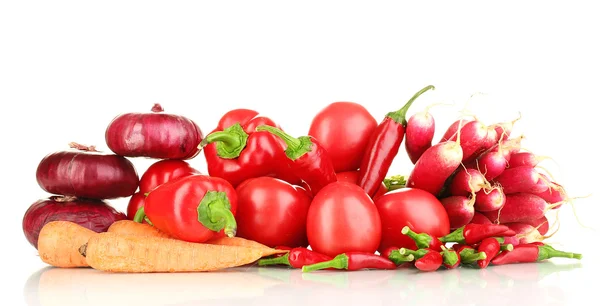 Fresh red vegetables isolated on white — Stock Photo, Image