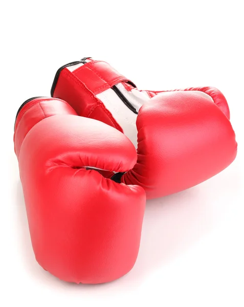 Guantes de boxeo rojos aislados en blanco — Foto de Stock