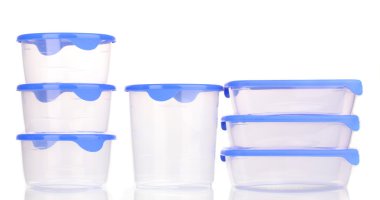 plastik üzerinde beyaz izole besin konteynerler