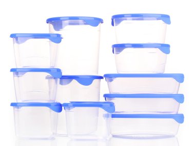 plastik üzerinde beyaz izole besin konteynerler