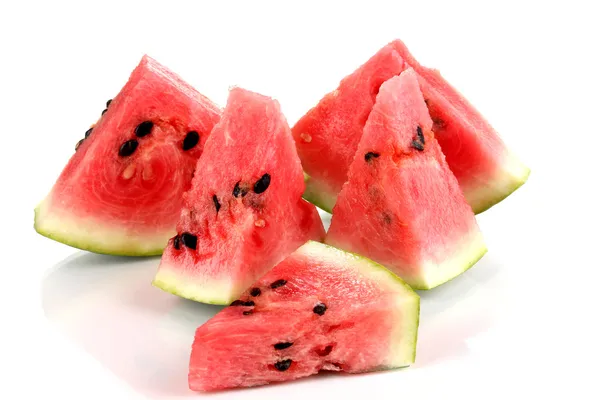 Söt vattenmelon skivor isolerad på vit — Stockfoto