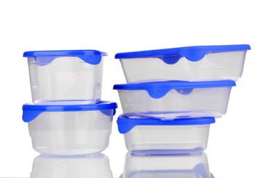 plastik üzerinde beyaz izole besin konteynerler