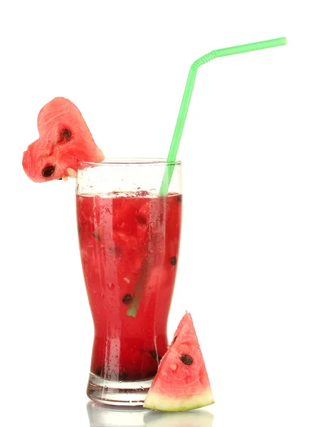 Ein Glas frischen Wassermelonensaft isoliert auf weiß — Stockfoto