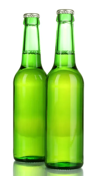 Two bottles of beer isolated on white — Stock Photo, Image