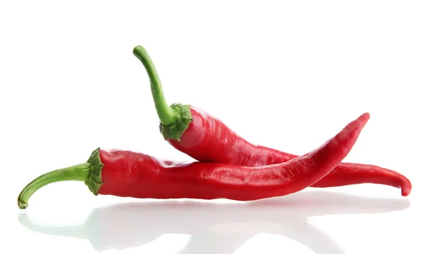 Red hot chili peppers geïsoleerd op wit — Stockfoto