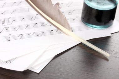 nota ve tüy ahşap tablo