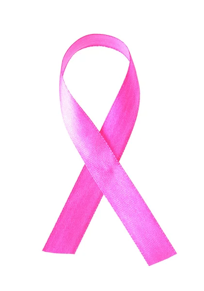 Nastro rosa del cancro al seno isolato su bianco — Foto Stock