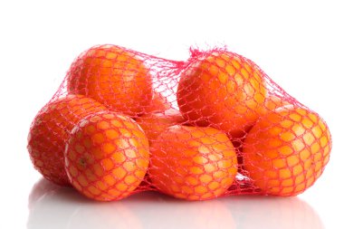 Olgun mandalina beyaz izole çanta