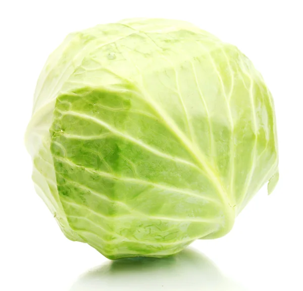 Whole green cabbage isolated on white — Stock Photo, Image