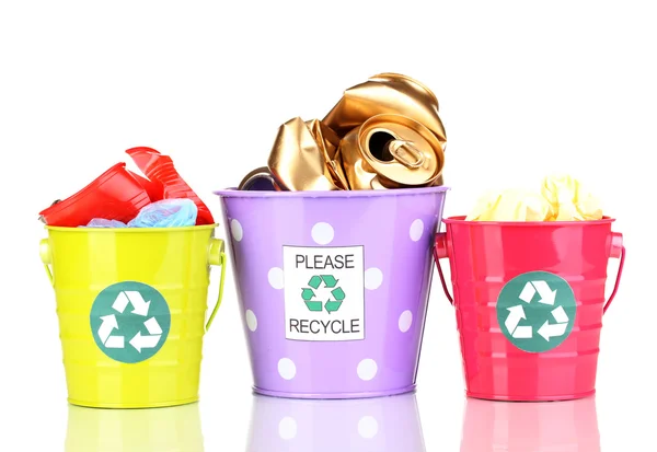 Caixas de reciclagem isoladas em branco — Fotografia de Stock