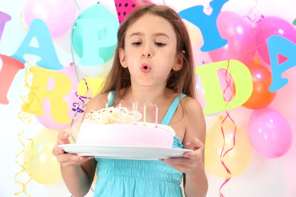 Little beautiful girl celebrate her birthday — Stock Photo, Image