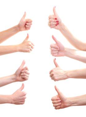 Grup genç'in eller üzerinde beyaz izole