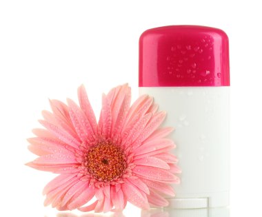 çiçek üzerinde beyaz izole deodorant