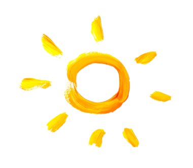 parlak güneş izole üzerinde beyaz boyalı