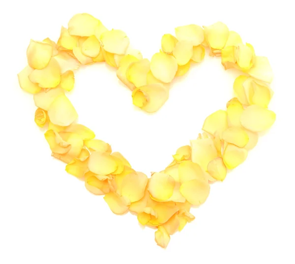 Beautiful heart of orange rose petals isolated on white — Stock Photo, Image