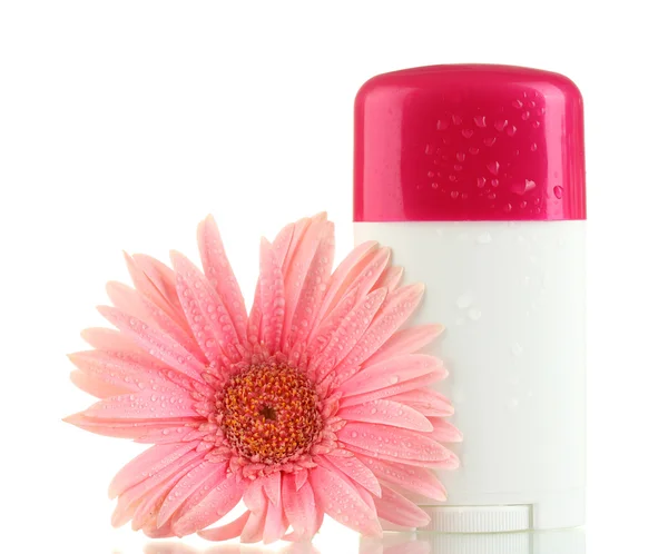 Deodorant with flower isolated on white — Stock Photo, Image