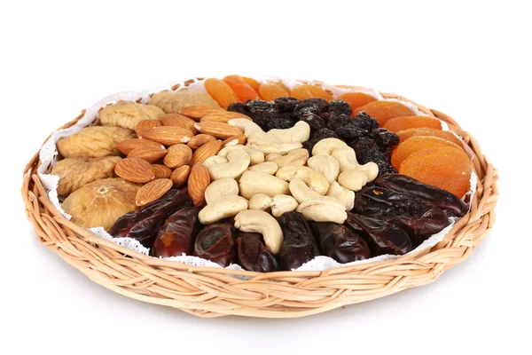 Different dried fruits isolated on white — Stock Photo, Image