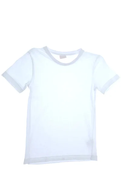 Kid wit t-shirt geïsoleerd op wit — Stockfoto