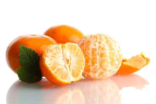 Ripe tasty tangerines isolated on white — Stock Photo, Image