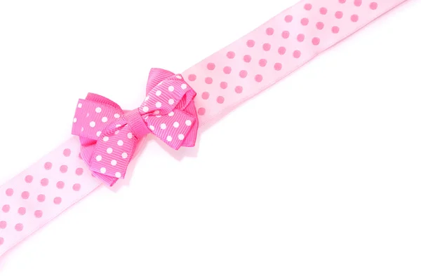 Beautiful pink bow and ribbon isolated on white — Stock Photo, Image