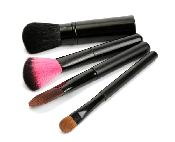 Black brushes for make-up isolated on white — Stock Photo, Image